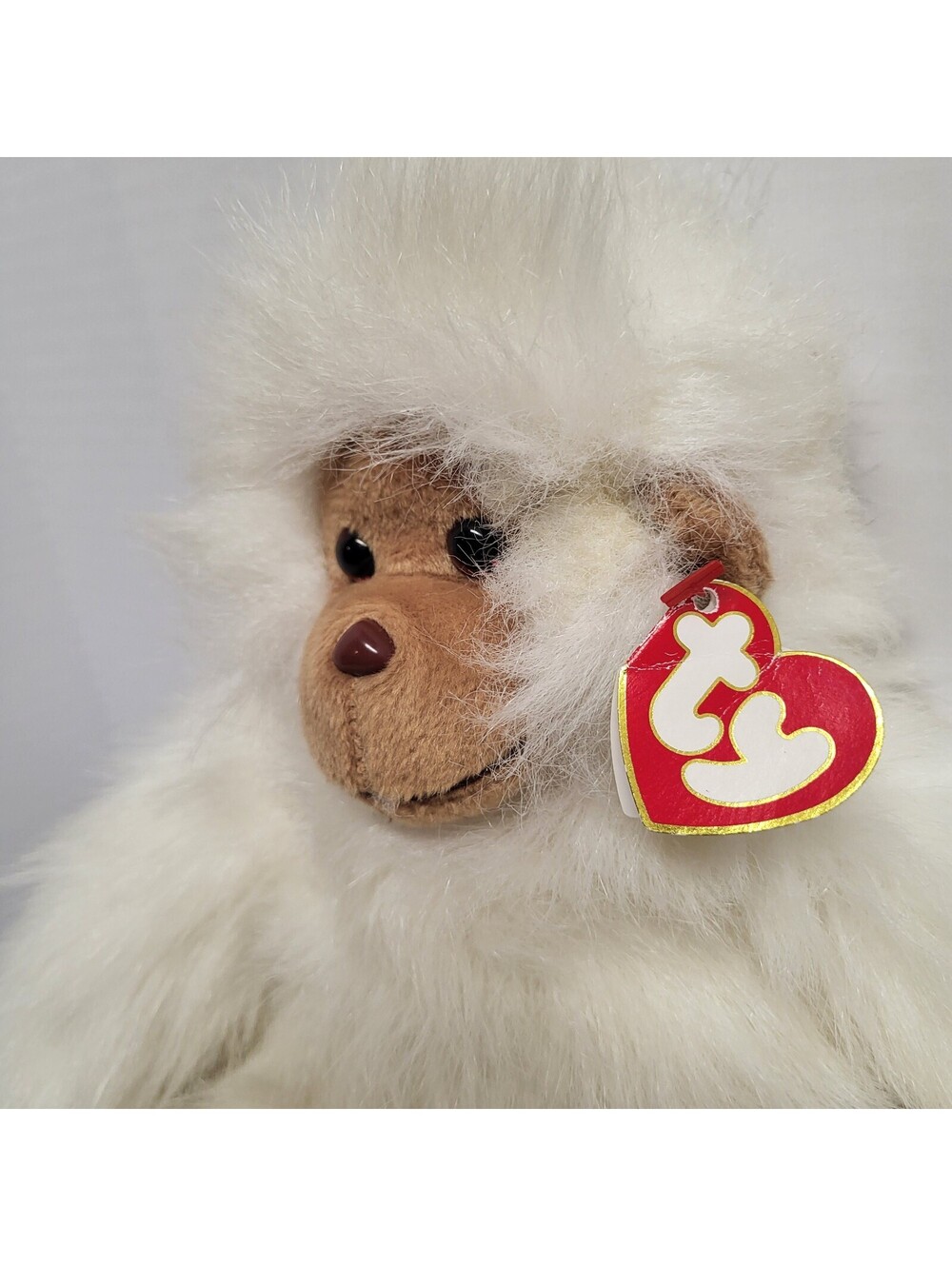 TY "Tango" White Monkey Fluffy long  flax fur Stuffed Animal Plush Toy 1994